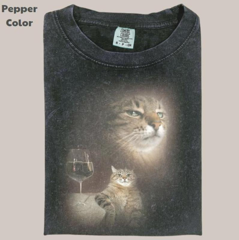 Comfort Colors - Retro Funny Vintage Tee, Cat Portrait T-Shirt, Unisex Meme Cringe Funny Dumb Shirt, Menswear Womenswear...