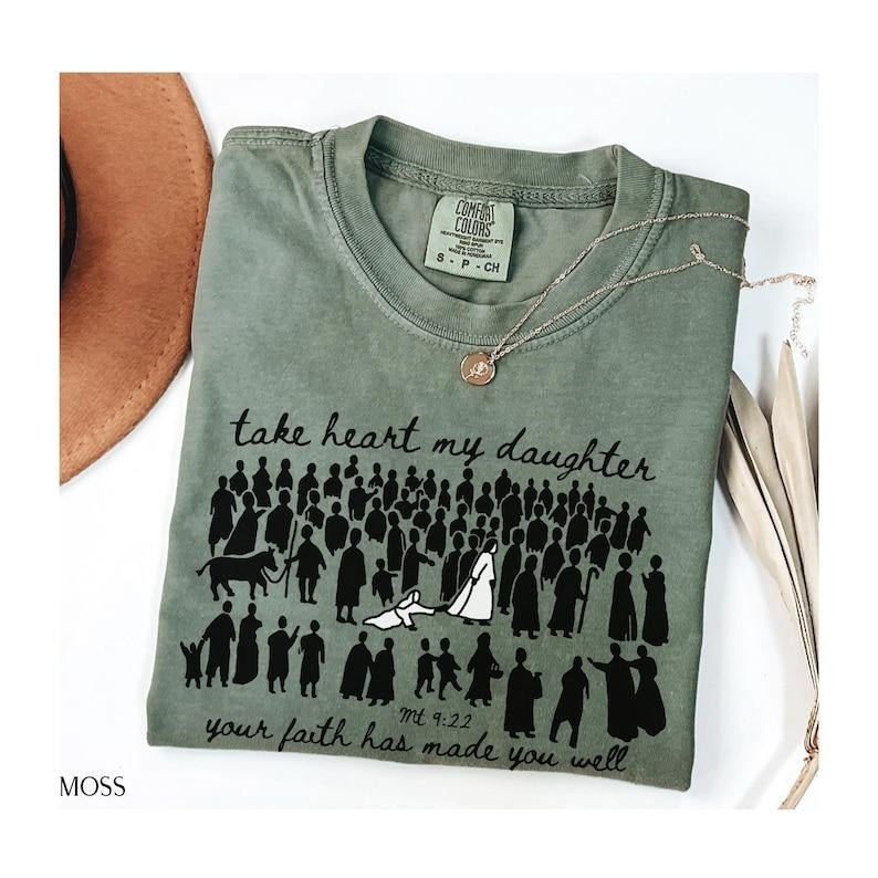 Comfort Colors  Christian Graphic TShirt, Scripture Verse Shirt, Bible Verse Shirt, Woman Touches Jesus Christian Shirt...