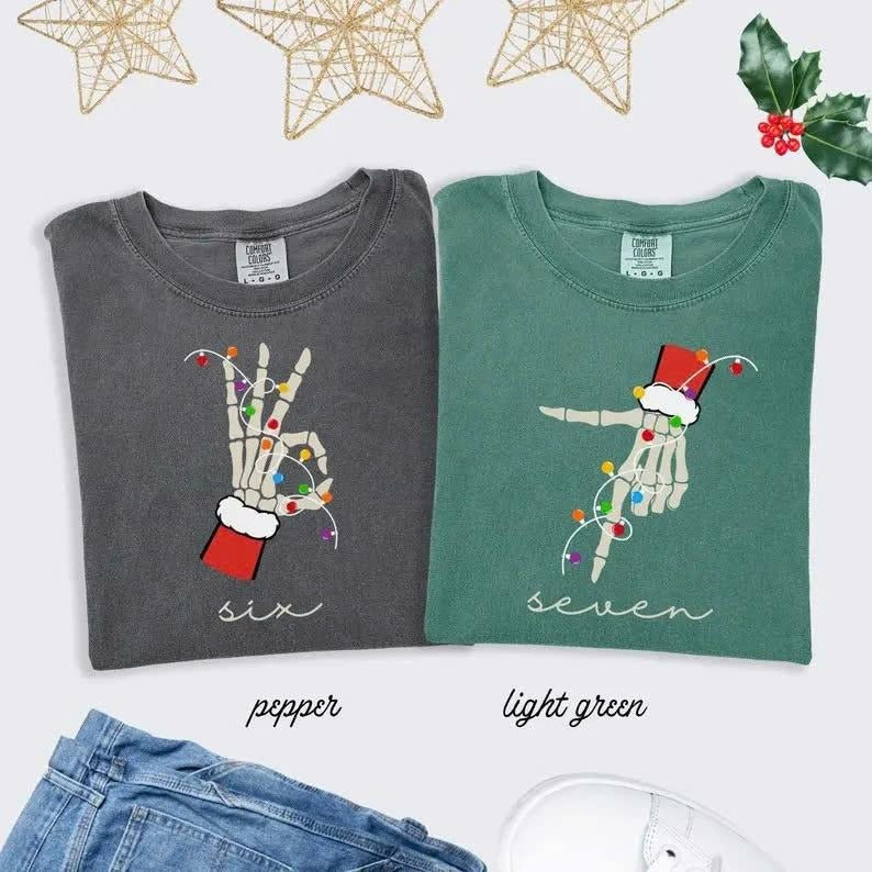 Comfort Colors 6 7 Shirt, Couples Christmas Matching T-Shirt, Funny Six Seven Xmas Tee, Trendy Holiday Shirt, 67 Meme...
