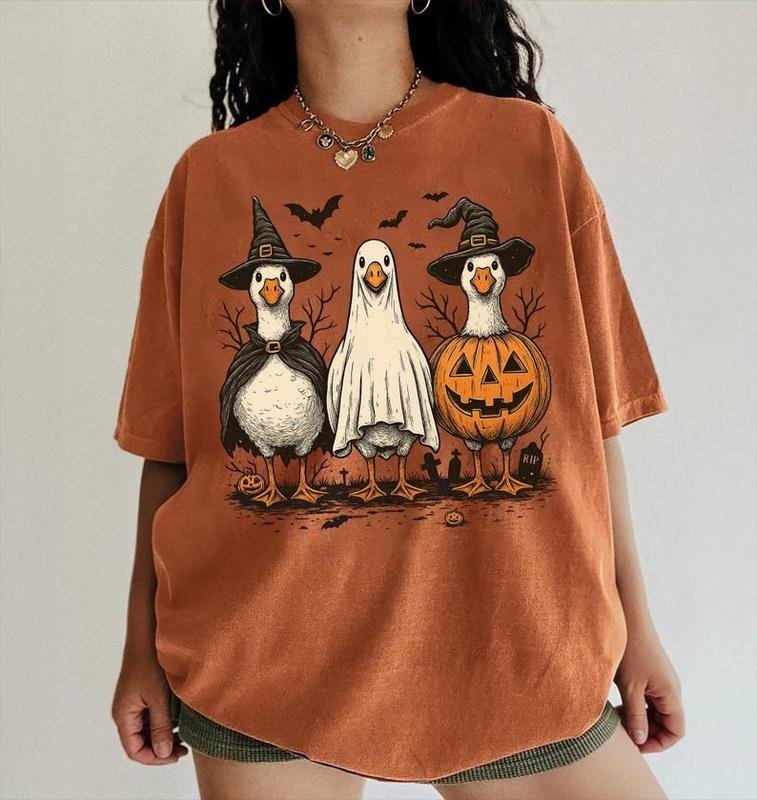 Comfort Colors Boo Ghost Goose Shirt, Halloween Goose Shirt, Halloween Shirt, Autumn Shirt, Skeleton Goose, Halloween...