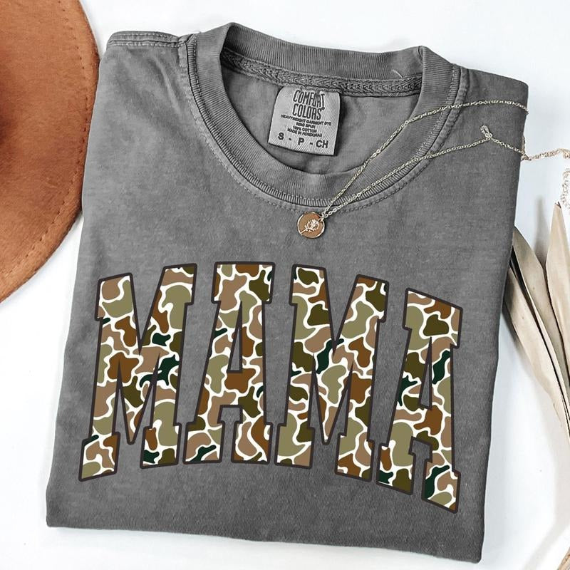 Comfort Colors Camouflage Mama T-Shirt, Camo Mama Shirt, Mother's Day Gift, Varsity Mama Shirt, Retro Mom Shirt Hoodie,...