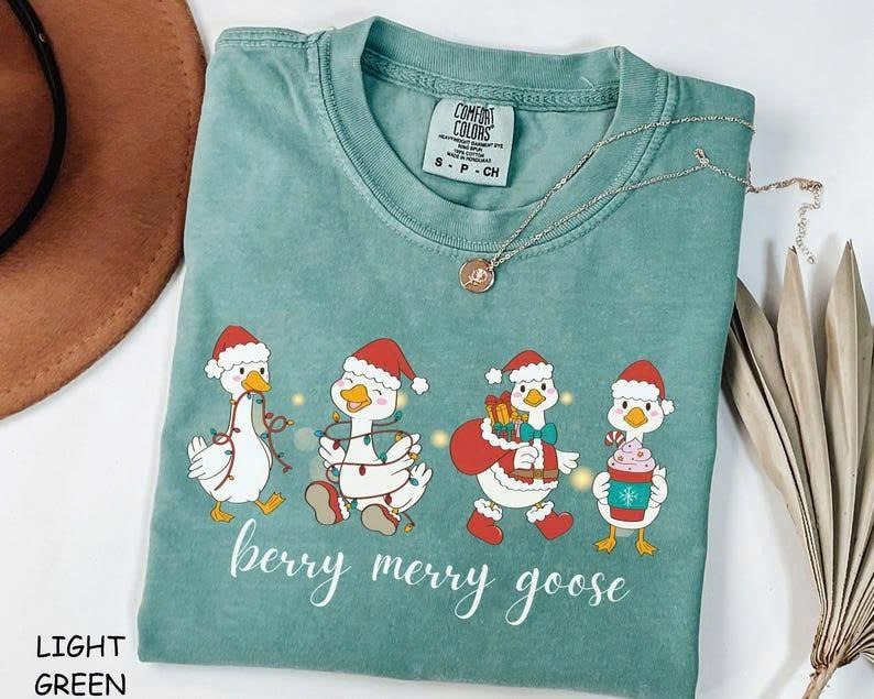 Comfort Colors Christmas Goose Shirt, Duck Christmas Shirt, Nicu Christmas Shirt, Silly Goose Shirt, Jolly Christmas Tee,...