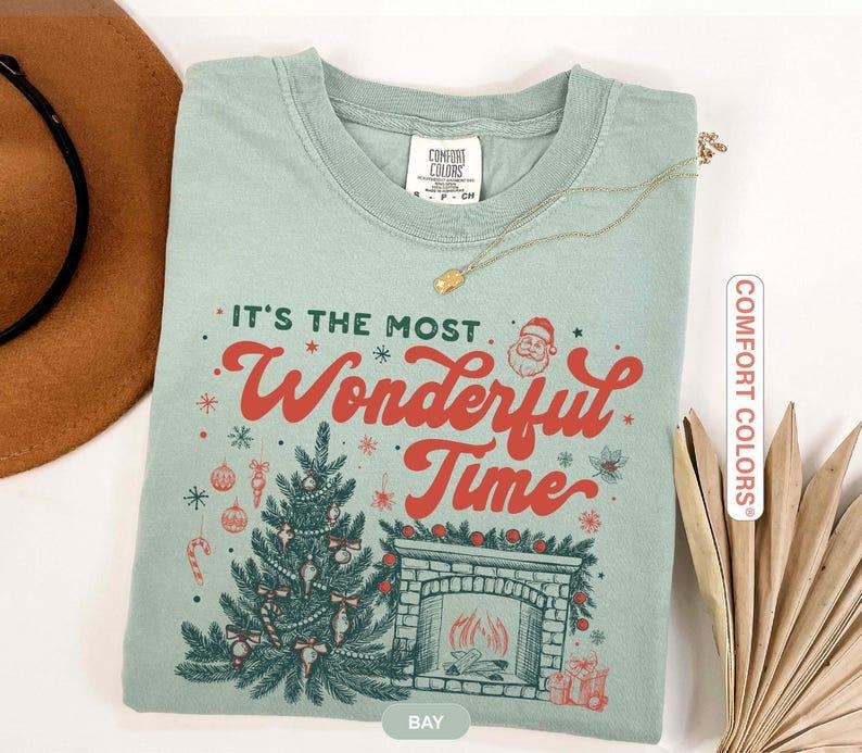 Comfort Colors Christmas Time T-Shirt, It's The Most Wonderful Time Shirt, Christmas Shirt, Vintage Christmas Shirt...