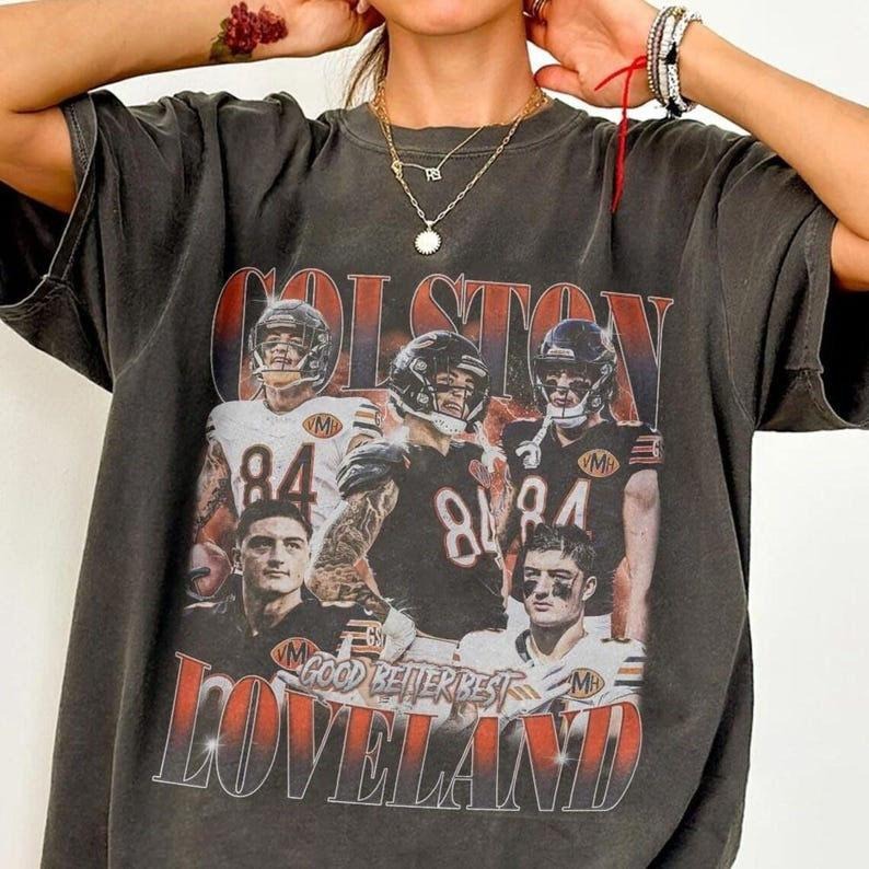 Comfort Colors Colston Loveland Football Vintage Shirt, Colston Loveland t-Shirt, Good Better Best, Chicago game day...
