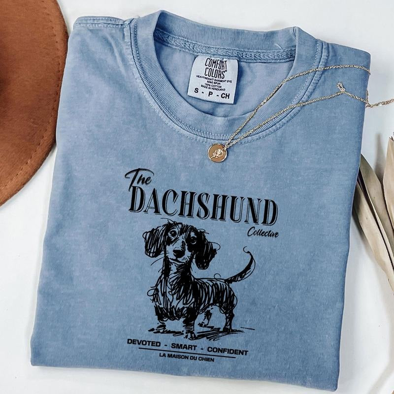 Comfort Colors Dachshund T-Shirt, Elegant Dachshund Tee, Dog Lover Shirt, Ink Sketch Dachshund Shirt, Vintage Pet Graphic...