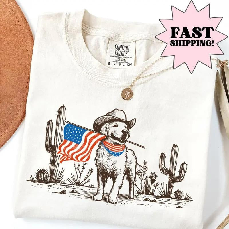 Comfort Colors Dog TShirt, 4th of July Shirt, Western, 4th of july outfits for women, 4th of july, 4th of july shirt, 4th...