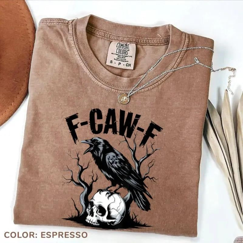 Comfort Colors F-Caw-F Shirt, Funny Raven Shirt, Retro Crow Shirt, Gothic Crow Art Tee, Black Crow Tee, Crow Lover Gifts...
