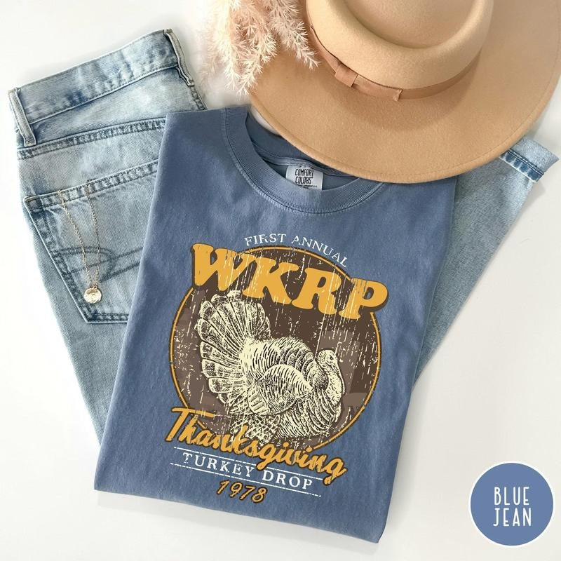 Comfort Colors First Annual WKRP Thanksgiving Turkey T-Shirt, Thanksgiving Tee, Wkrp In Cincinnati Shirt, Thanksgiving...