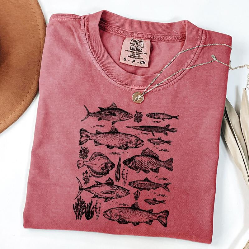 Comfort Colors Fish Tattoo Style Vintage 90s Tshirt, Retro Y2k Fisher Shirt, Fish Shirt For Men, Bass Lovers, Fisher...