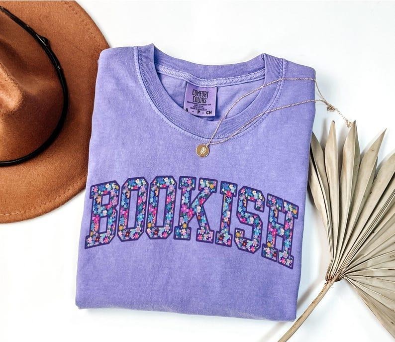 Comfort Colors Floral Bookish Shirt, Women's Book Lover Tees, Book Club T-shirt, Gift for Librarian, Bookworm Gift,...