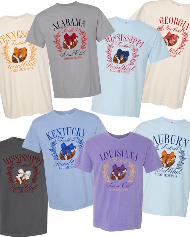 Comfort Colors Football Social Club Tee-Choose Your School! Perfect For Gameday Hoodie, Sweatshirt | PodTeesHub.com