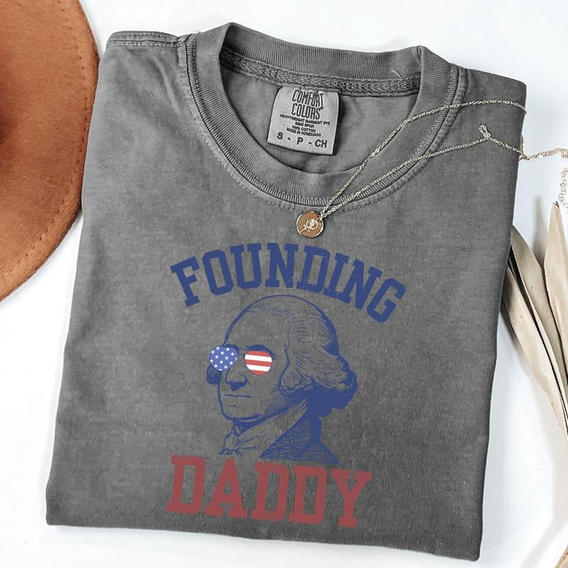 Comfort Colors Founding Daddy Shirt, G3orge W4shington Shirt, Fourth of July Shirt for Men, Independence Day Dad Shirt...