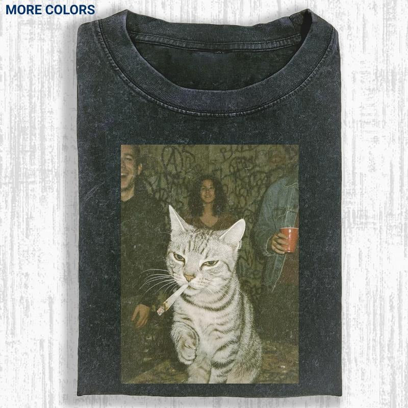 Comfort Colors Funny Cat Chill Smoking Tshirt, Vintage Cat Tee, Womenswear Menswear, Gift for Women & Men, Unisex Tee,...