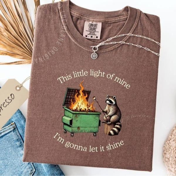 Comfort Colors Funny Parody Shirt: Dumpster Fire Raccoon TShirt, Mental Health Tee Hoodie, Sweatshirt | PodTeesHub.com