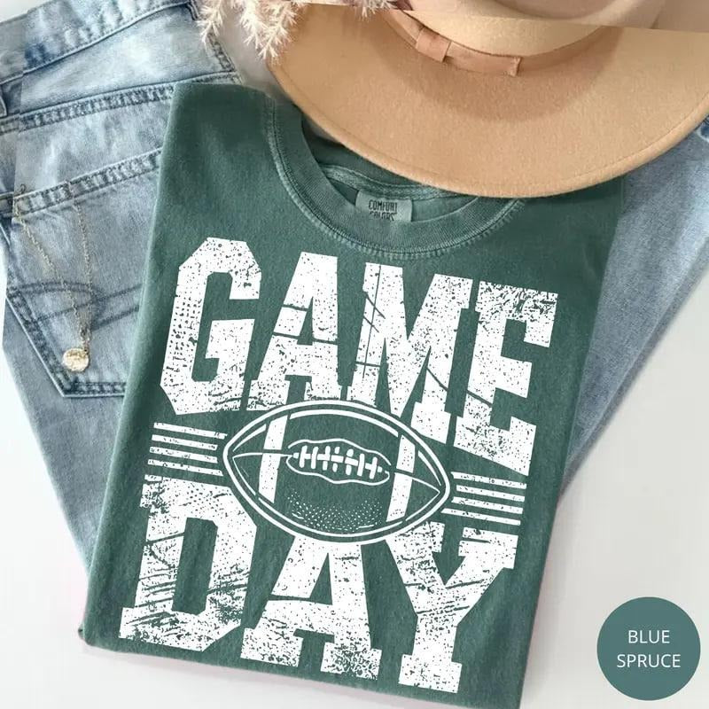 Comfort Colors Game Day Shirt for Football, Football Mom Shirt, Football Game Day T-Shirt Sports Mom Tee Gift For Women,...