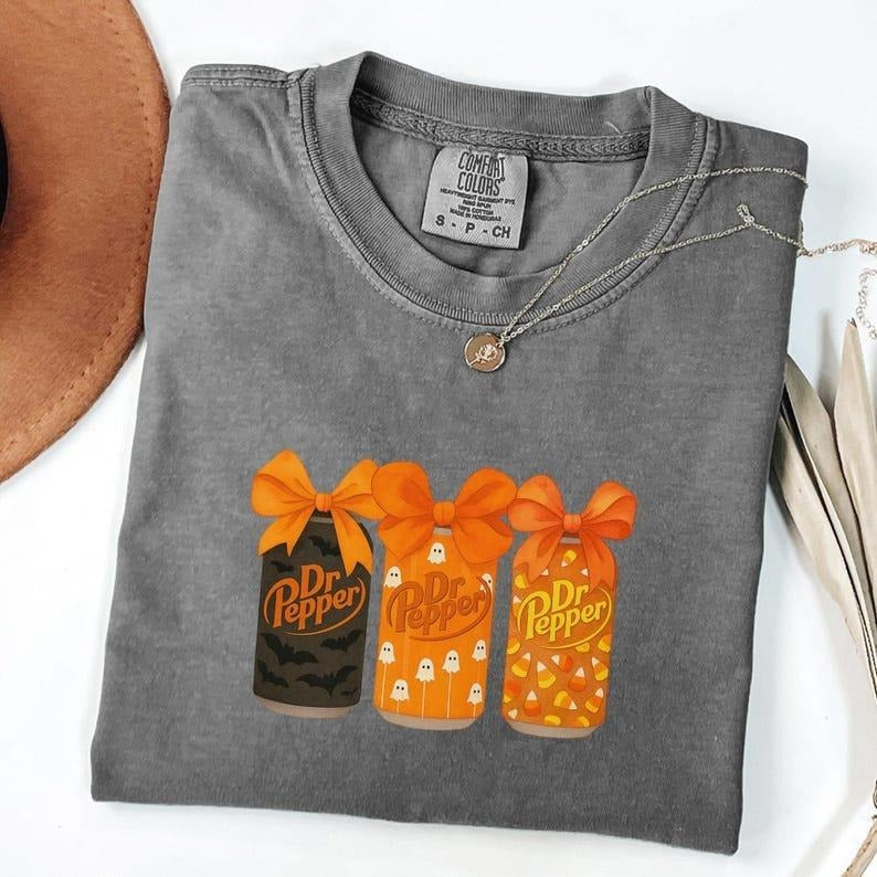 Comfort Colors Halloween Dr Pepper Coquette Shirt, Halloween Shirt, Cute Dr Pepper Shirt, drinking Dr. Pepper Shirt...