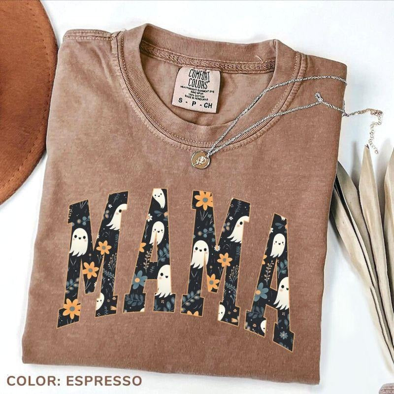 Comfort Colors Halloween Mama T-Shirt, Cute Ghost Boo Tee, Spooky Vibes T-Shirt, Happy Halloween Gift, Vintage Graphic...