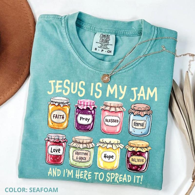 Comfort Colors Jesus Is My Jam T-shirt, Christian Sublimation T-shirt, Trendy Faith Quote T-shirt, Unisex Fit-  Casual...