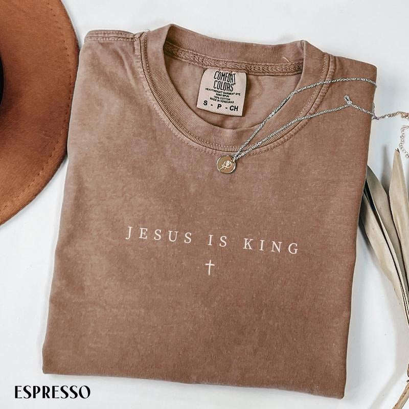 Comfort Colors Jesus is King Shirt, Minimalist Christian T-Shirt, Religious Mom Shirt, Jesus Shirt, Christianity GiftGift...