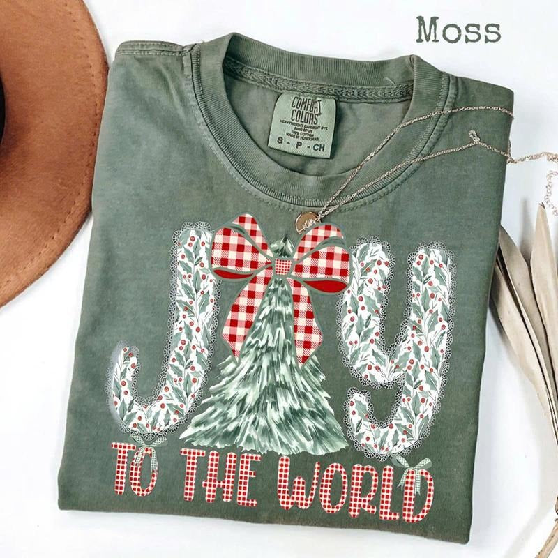 Comfort Colors Joy to the World Shirt, Coquette Christian Christmas Tee, Baby Jesus Nativity Scene Top, Oh Holy Night...