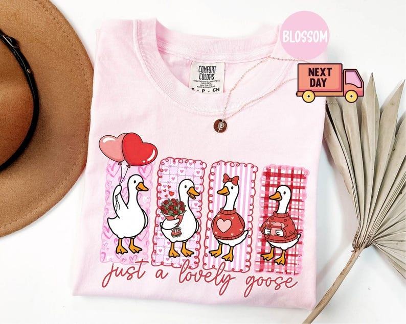 Comfort Colors Just A Lovely Goose Tshirt, Goose Valentine Day Tee, Funny Valentine Silly Goose Tee, Animal Tee, Cute...