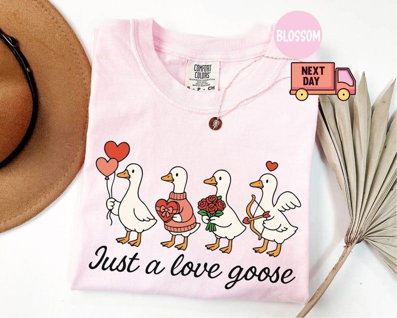 Comfort Colors Just a Love Goose Shirt, Funny Valentine Shirt, Cute Goose Lover Gift, Romantic Goose Shirt for Couples,...