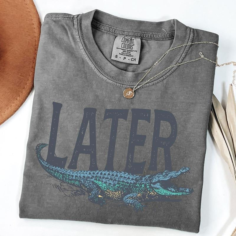 Comfort Colors Later Gator Distressed Graphic Shirt Vintage 90s, Retro Style T-Shirt, Funky Fashion Trendy Apparel Cute...