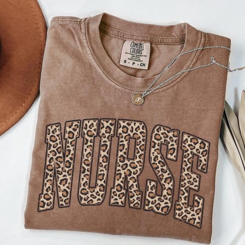 Comfort Colors Leopard Nurse Shirt, Nurse T-Shirt, RN Shirt, Nursing School Shirt, Registered Nurse Shirt, Nurse Gift,...