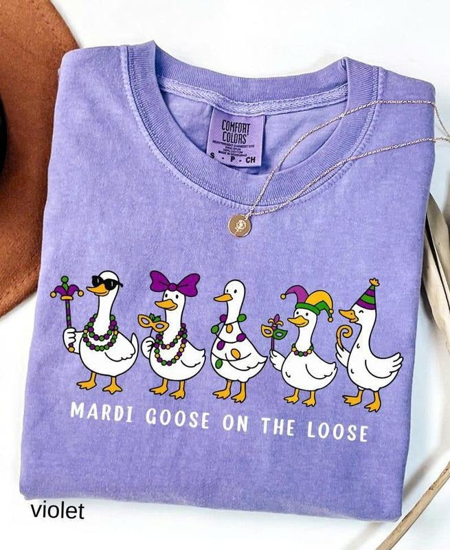 Comfort Colors Mardi Gras Silly Goose Vintage T-shirt 2026 Coquette Festival Celebration Apparel Tee Hoodie, Sweatshirt