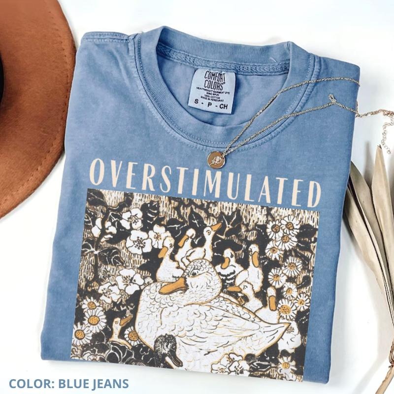Comfort Colors Overstimulated Mama Duck Shirt, Farm Animal Tee, Homeschool Mom Life, Cute Mother's Day Cottagecore Gift...