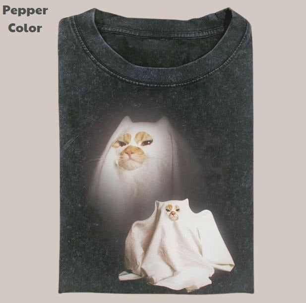 Comfort Colors Retro Funny Vintage Graphic Tee, Ghost Kitten T-Shirt, Unisex Meme Cringe Funny Dumb Shirt, Menswear...