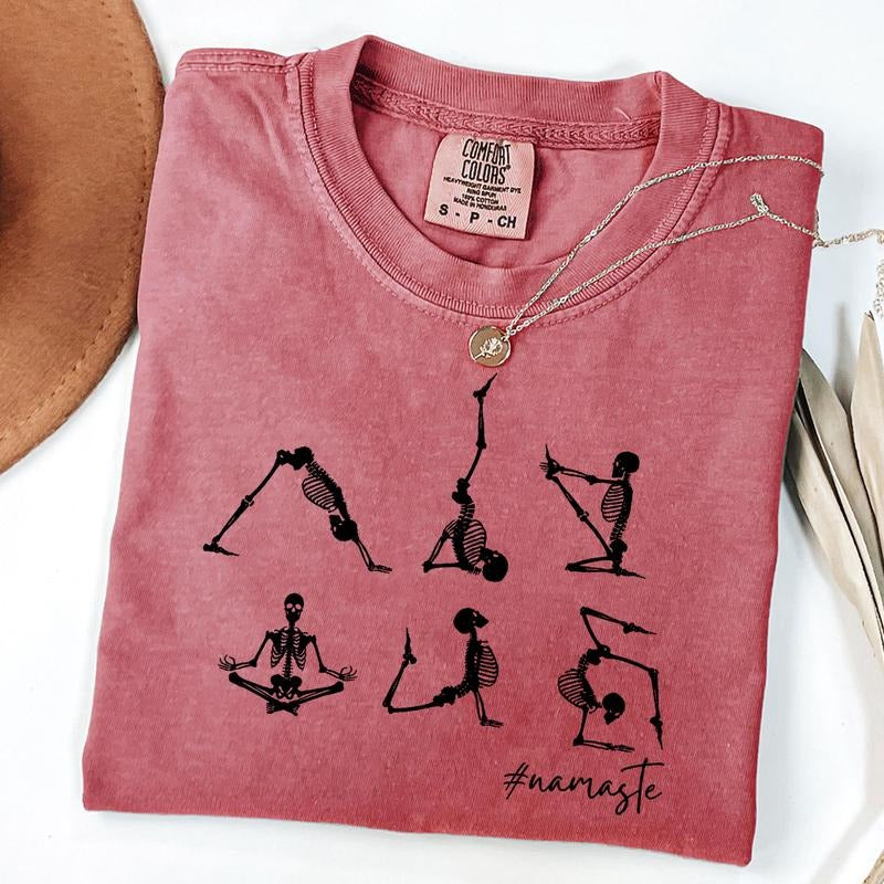 Comfort Colors Skeleton Yoga Shirt, Skeleton Meditation Shirt, Yoga T-shirt, Self Care Shirt, Workout Shirt, Namaste Yoga...