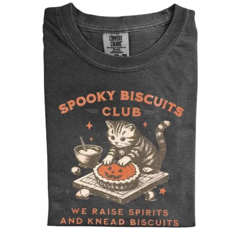 Comfort Colors Spooky Biscuits Club Shirt, Halloween Cat T-Shirt, Pumpkin Pie Tee, Spooky Cat Shirt, Halloween Baking...