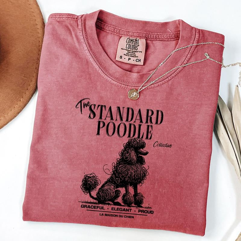 Comfort Colors Standard Poodle T-Shirt, Elegant Standard Standard Poodle Tee, Ink Sketch Poodle Shirt, Vintage Pet...