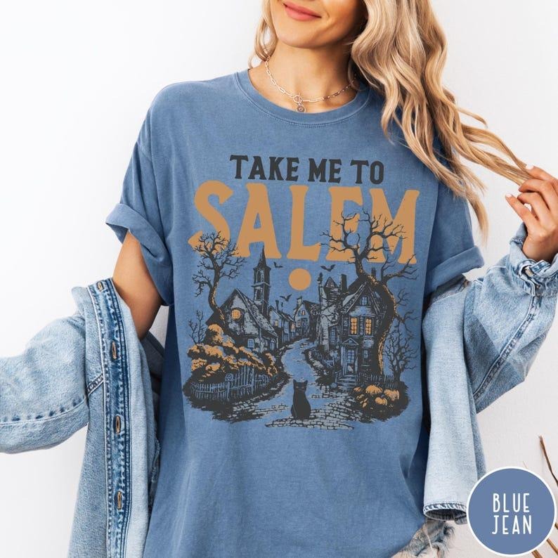 Comfort Colors Take Me To Salem Shirt, Vintage Halloween Tshirt, Retro Halloween Aesthetic Hoodie, Sweatshirt