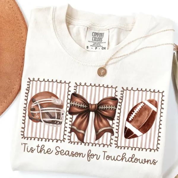 Comfort Colors Tis the Season for Touchdowns Tee, Retro Game Day Shirt, Football Mom Gift, Football Mama Season TShirt...