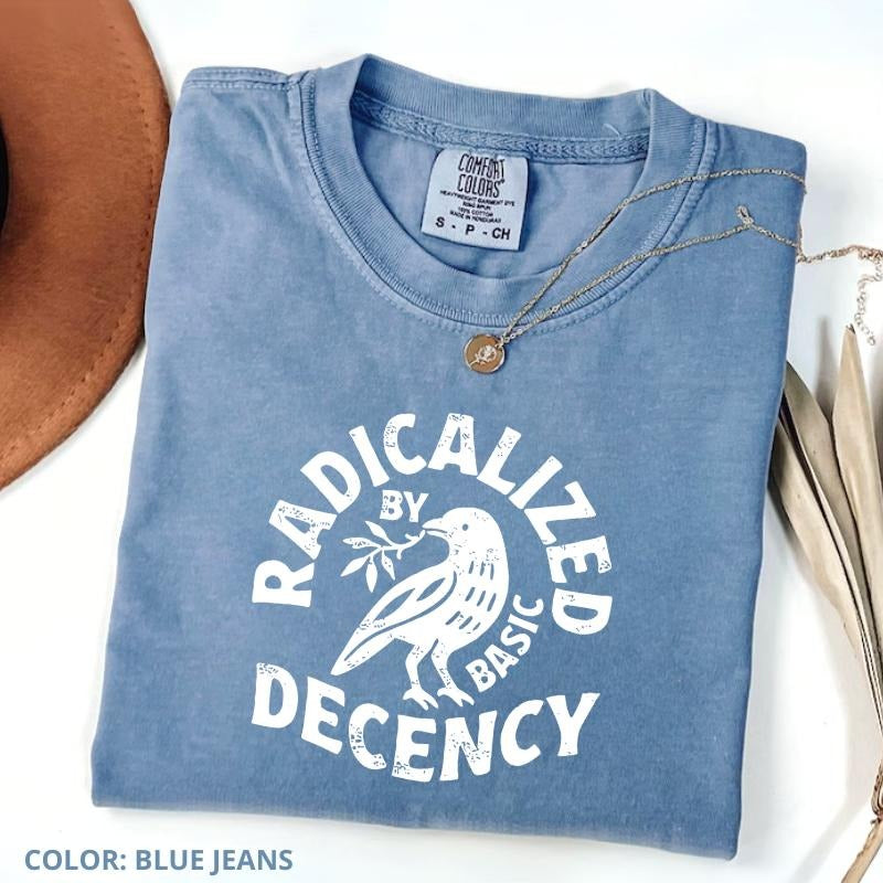 Comfort Colors Vintage Radicalized by Basic Decency T-Shirt, Political Protest Tee, Feminist Activist Graphic Top,...