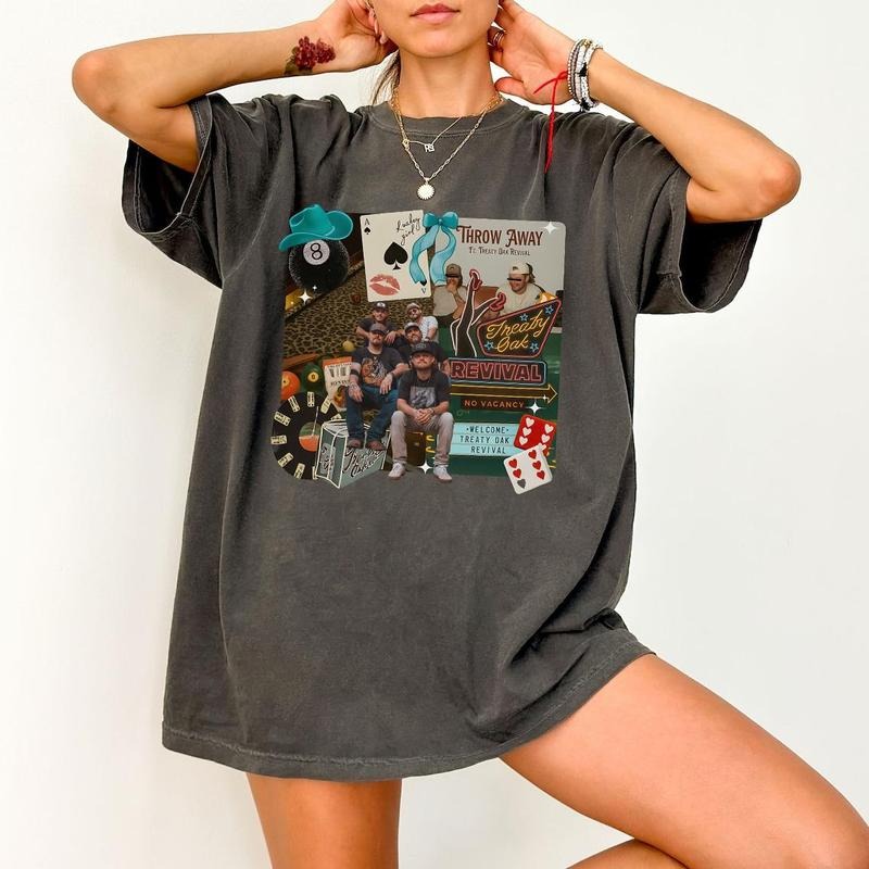 Comfort Colors Vintage Treaty Oak Revival Collage T-shirt - Sweatshirt - Hoodie, Western Concert Unisex Graphic Comfort...