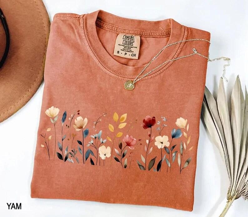 Comfort Colors Wildflower T-Shirt, Floral Cottagecore T-Shirt, Botanical Shirt, Flower Shirt, Nature Shirt, Wildflower...
