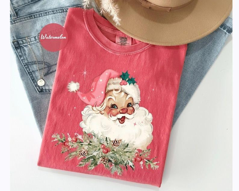 Comfort Vintage Santa Tee, Retro Santa Claus Shirt, Cute Santa Claus Xmas Tee, Christmas Shirt Xmas Hoodie, Sweatshirt