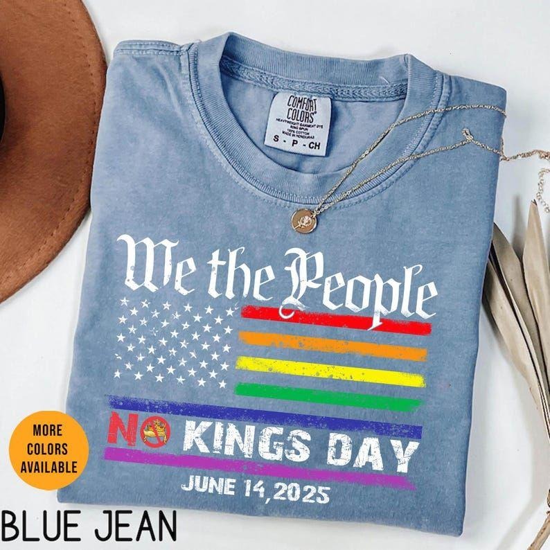 Comfort color No Kings in America Shirt Anti-Trump,Protest Shirt Democracy Tee Protest Gift for Anti-MAGA Patriotic Tee...