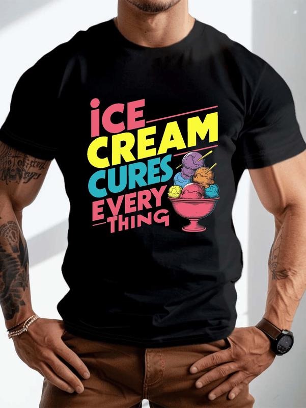Comfortable Plus Size summer T shirts for Men with Ice Cream Graphic Casual Tees for Big and Tall Men Hoodie, Sweatshirt