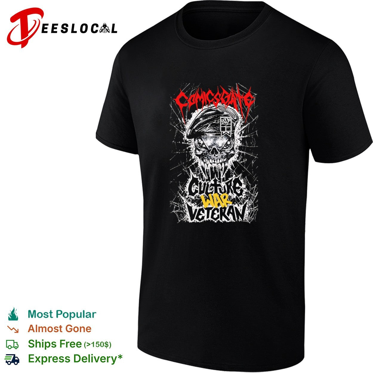 Comicsgate skull beret culture war veteran shirt