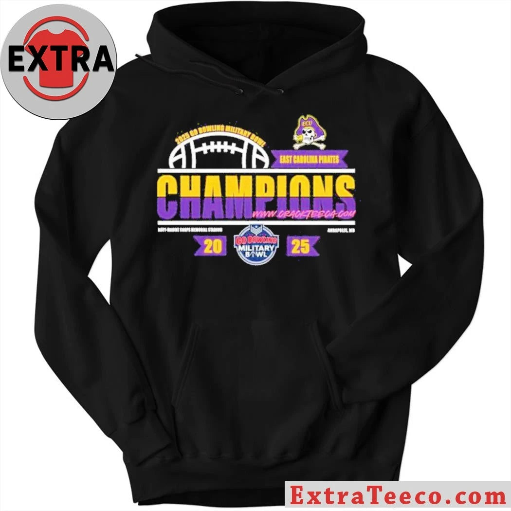 Congrats East Carolina Pirates 2025 Go Bowling Military Bowl Champions Logo T-Shirt