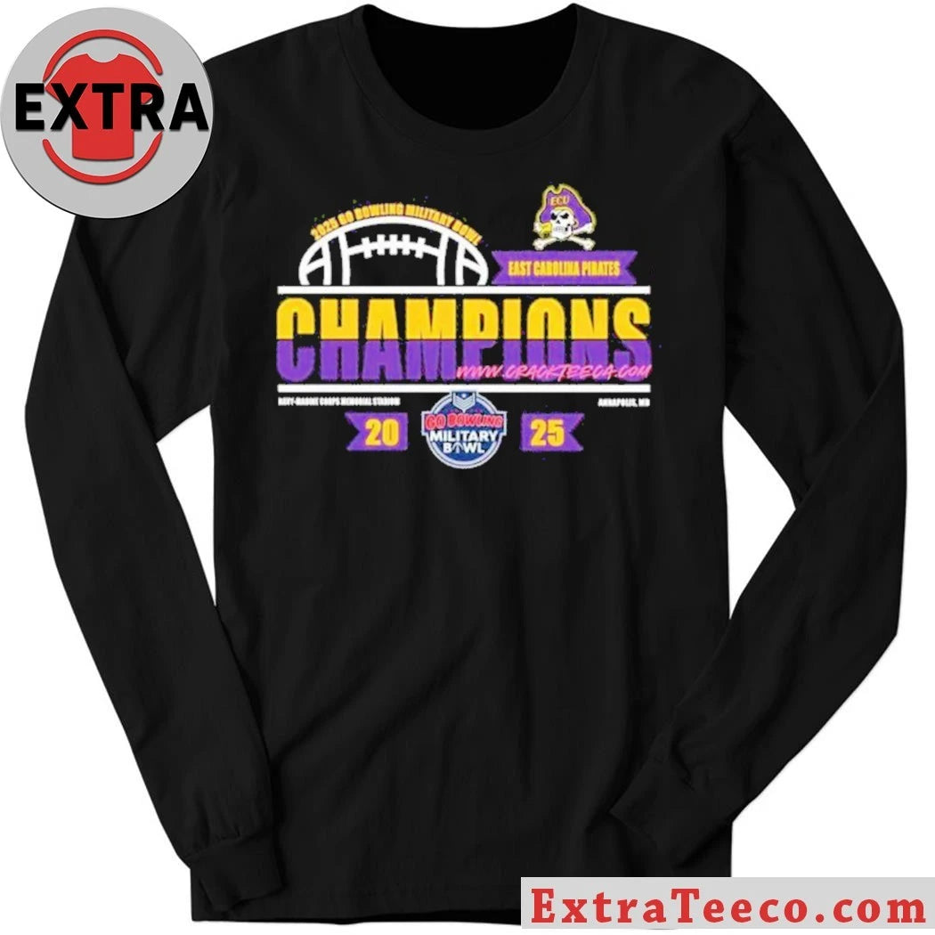 Congrats East Carolina Pirates 2025 Go Bowling Military Bowl Champions Logo T-Shirt