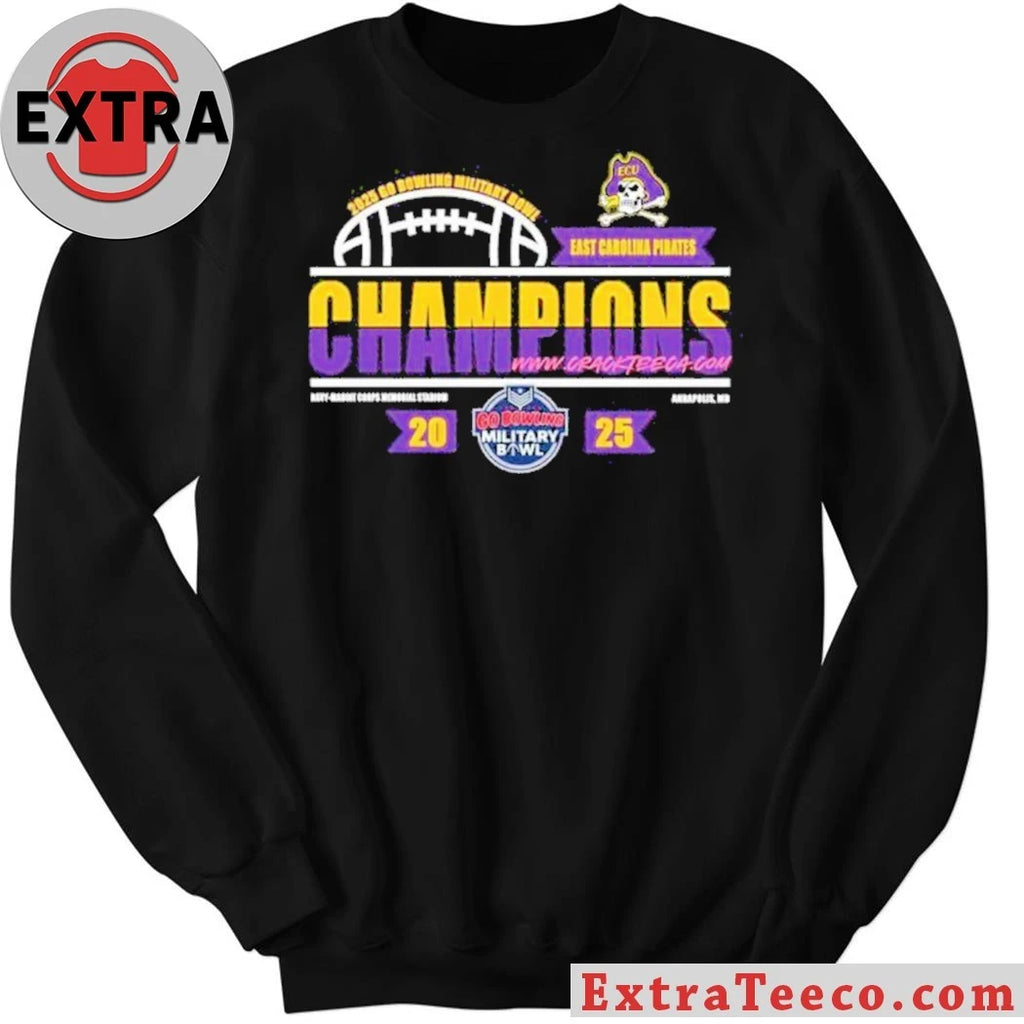 Congrats East Carolina Pirates 2025 Go Bowling Military Bowl Champions Logo T-Shirt
