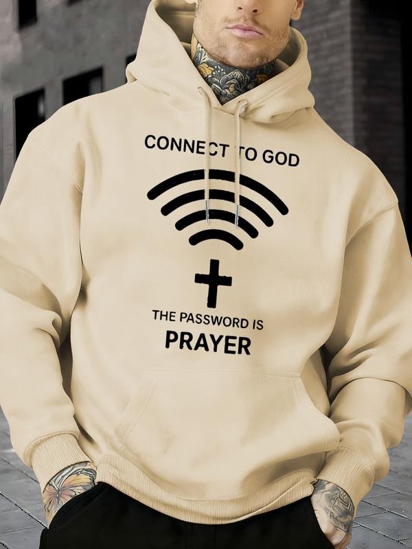 Connect with God Street Style Fleece Hoodie, New Fall Winter Graphic Print Pullover, Loose Fit Thick Fabric Casual Wear...