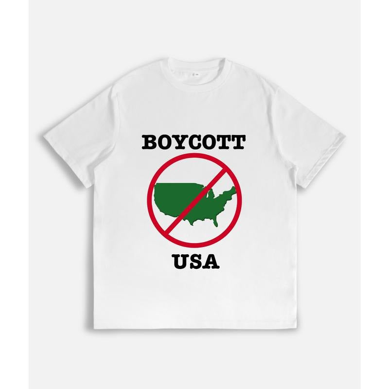 Controversial T - Shirt: "BOYCOTT USA" Message with Anti