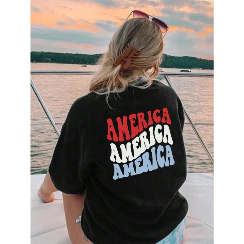 Cool and Nostalgic Tee: Make a Fashion Statement with the Retro - styled "America" Print on This T