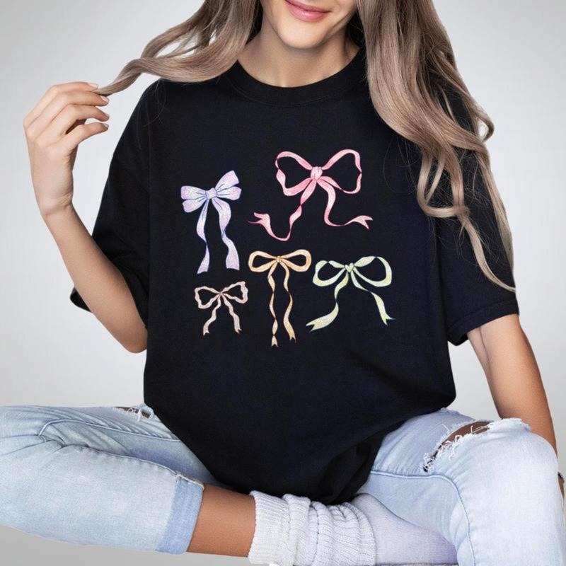 Coquette Bows Shirt for Her, Coquette Aesthetic, Bow Collage Tshirt, Ribbon Shirt for Girl, Comfort Tee Bows Coquette,...